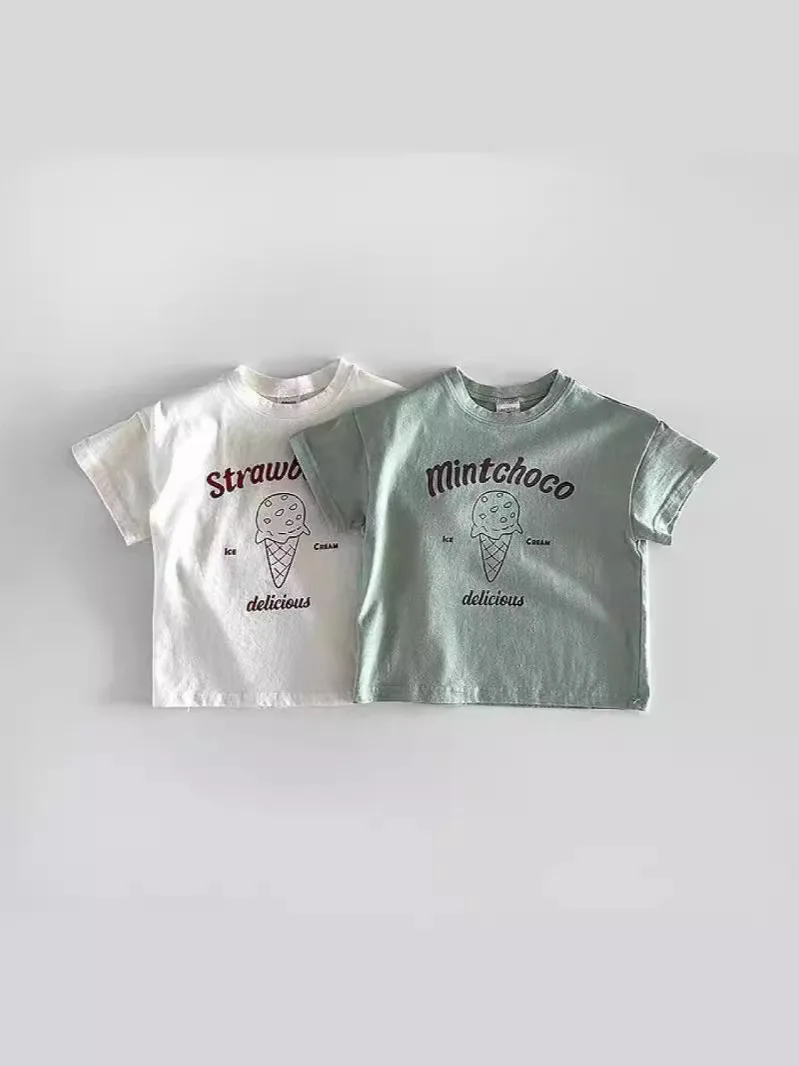 

2024 Summer New Baby Short Sleeve T Shirts Letter Print Infant Boy Girl Casual Tees Toddler Versatile Cotton Tops Baby Clothes