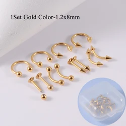 12 - Piece Elegant Multi - Color Piercing Jewelry Set in Surgical Steel (1.2x8x3mm)
