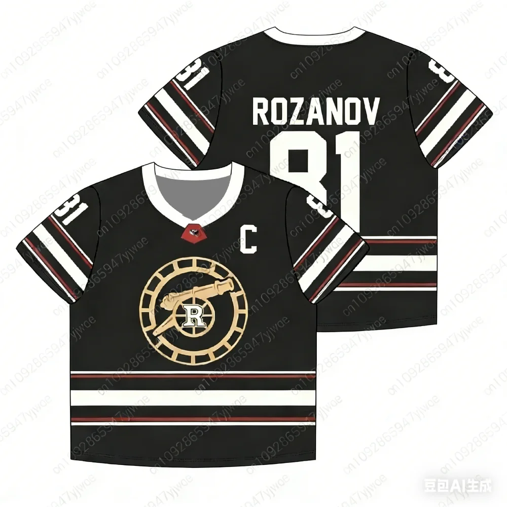 2025 Neues Beheiztes Rivality-Eishockey-Trikot mit V-Ausschnitt und Kurzen Ärmeln, Modisches T-Shirt für Damen und Herren, Unisex-Oberteil