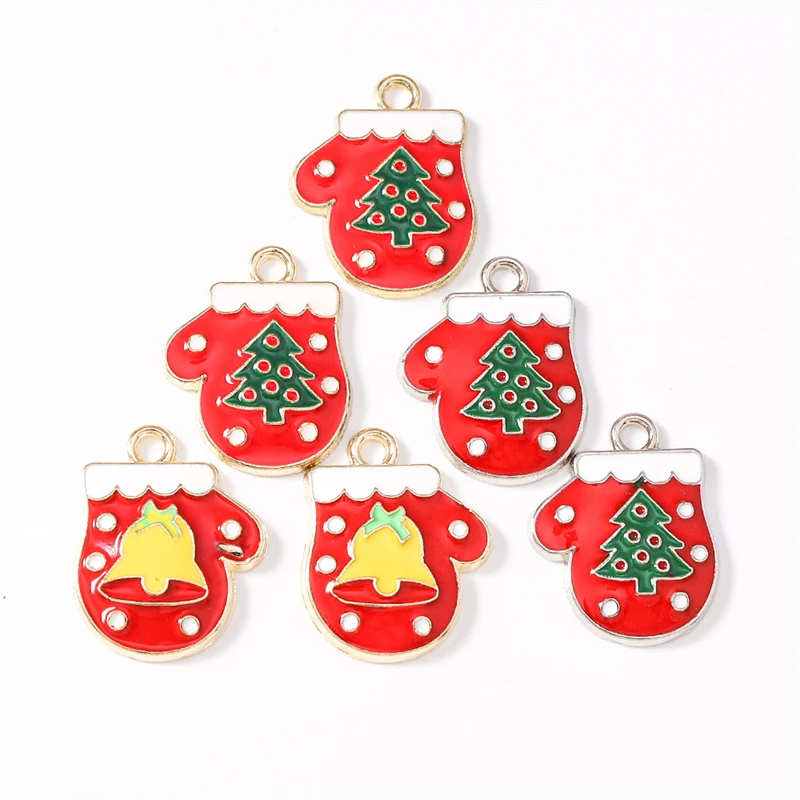 Duarte 20 Stück/Lot niedliche Emaille-Weihnachtshandschuh-Anhänger für die Schmuckherstellung, Ohrringe, Anhänger, Halsketten, Armbänder, DIY-Bastelbedarf – Detail 11