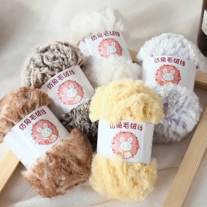 Super Soft Fluffy Fur Yarn - 2 Rolls (100g Each) Chunky Knitting Crochet Yarn For Scarves, Blankets, Hats - View #6