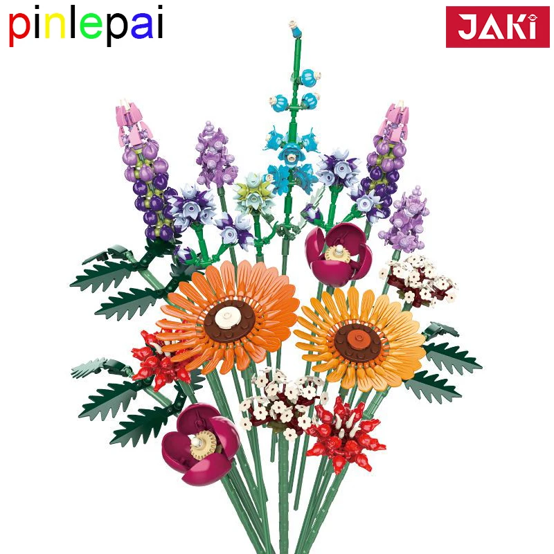 Pillepai Jaki Wildflower Bouquet Blocks Mattoni Set Di Fiori Selvatici Gerbera Cornflower Brick Lavanda Building Block Assembly Toys