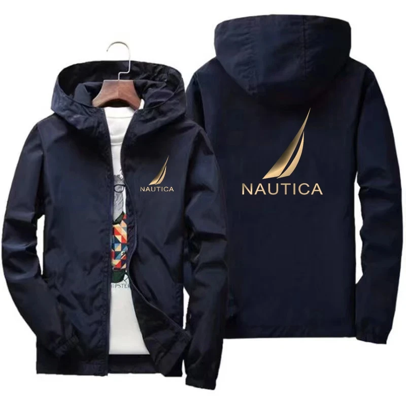 

NAUTICA-Waterproof Men's Climbing Jacket, Windproof Hooded Jacket, Extra Large Jacket, Outdoor Jacket, Spring and Autumn