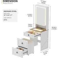Illuminated Makeup Vanity Desk with Glass Surface and Charging Port 2