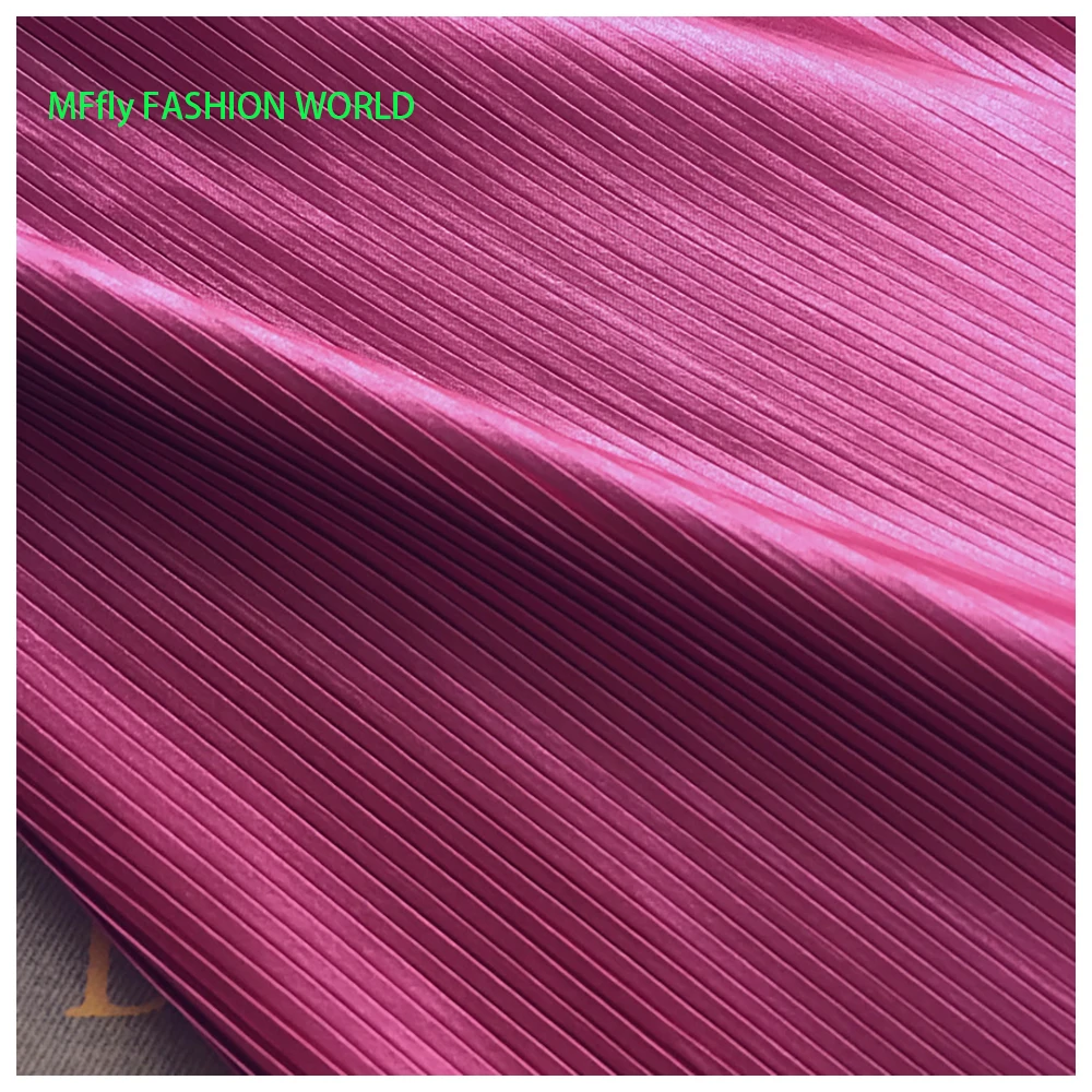 Multicolor Pleated Satin Fabric Line Texture Fine Stripe Accordion Peach Pink Plisse Fabric for Dress Skirt Sewing Material MM34