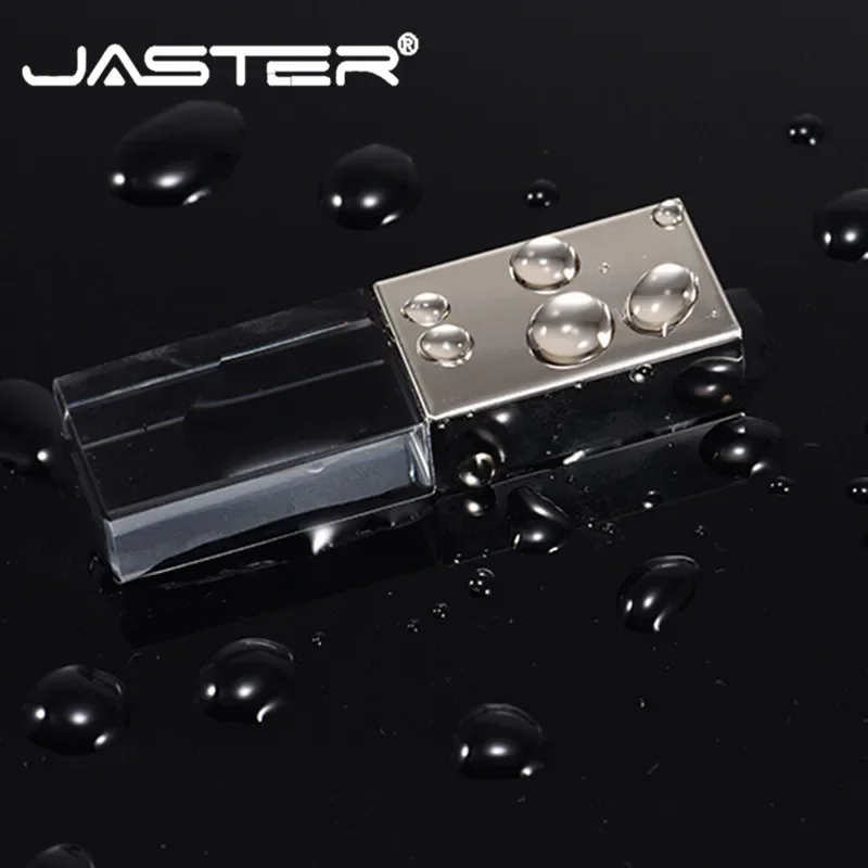 JASTER-USB 2.0 플래시 드라이브 패셔너블 크리스탈 스타일 펜 드라이브 32GB 64GB, 메모리 스틱 3D 레이저 조각 무료 맞춤 로고 U 디스크