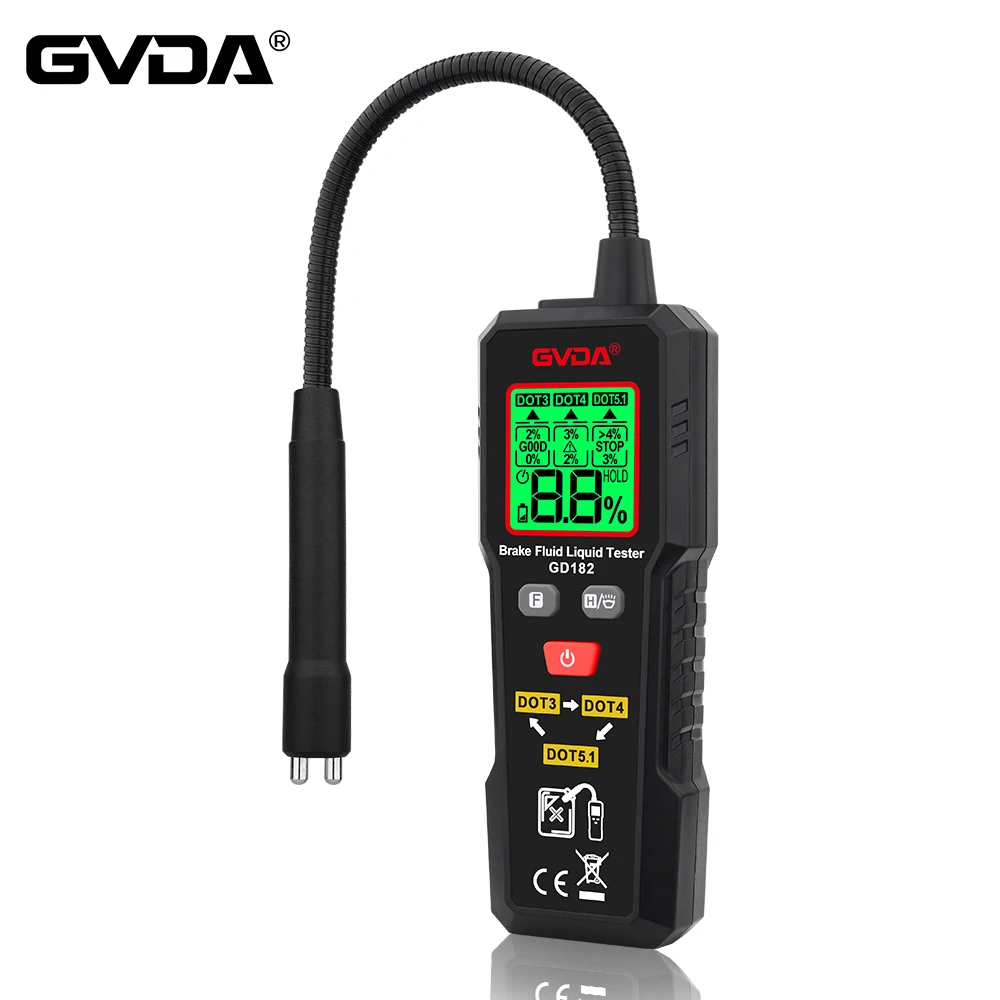 Brake Fluid Tester For DOT3/DOT4/DOT5.1 Brake Oil Quality Check Analyzer Sound Light Alarm Moisture Meter