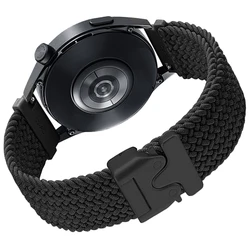 Braided Velcro Strap, 20mm 22mm Adjustable Watch Band - 22mm watch strap (Black)