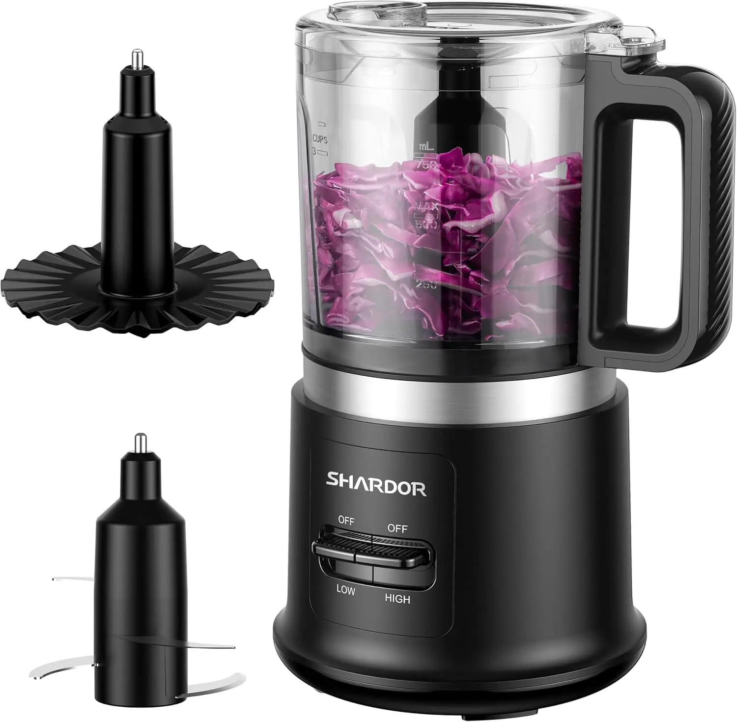 4-Cup Mini Food Processor with 2 Speeds, 400W Power for Chopping, Mixing, Puree - BPA-Free