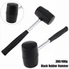 300g/400g Non-elastic Black Rubber Hammer Floor Tile Mallet with Round Head and Non-slip Handle DIY Hand Tool 1