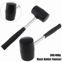 300g/400g Non-elastic Black Rubber Hammer Floor Tile Mallet with Round Head and Non-slip Handle DIY Hand Tool 1