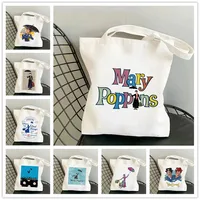 Women Shoulder Bags Mary Poppins Print Harajuku Canvas No Zipper Tote Handbag Large Capacity Shopping Bag Reusable Girl Handbags 1