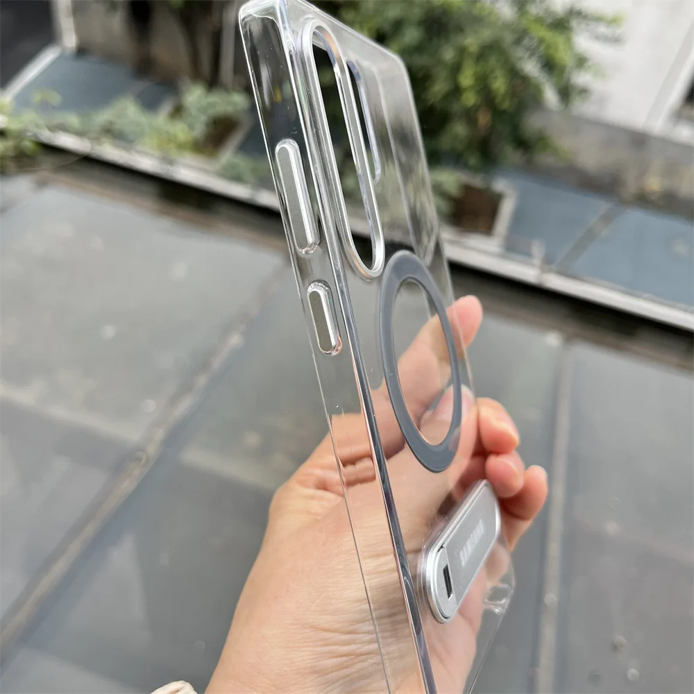 Clear Magnetic Phone Case with Kickstand and 360° Rotating Metal Mount