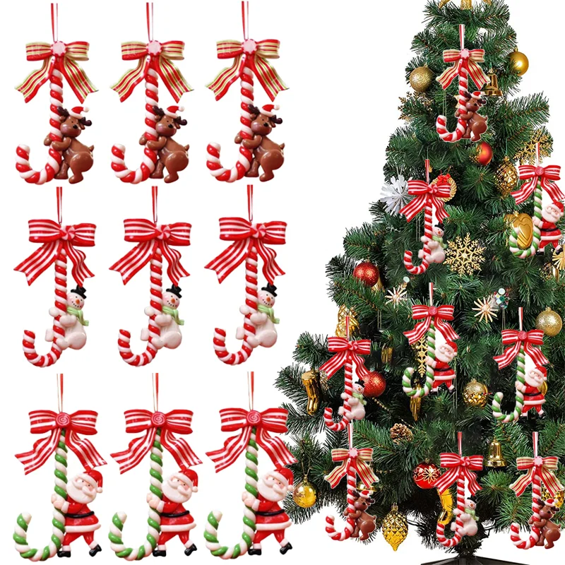 

Christmas Tree Decoration Ornament Simulated Soft Clay Lollipop Red White Candy Cane Xmas Tree Pendants Xmas 2023 Decor For Home