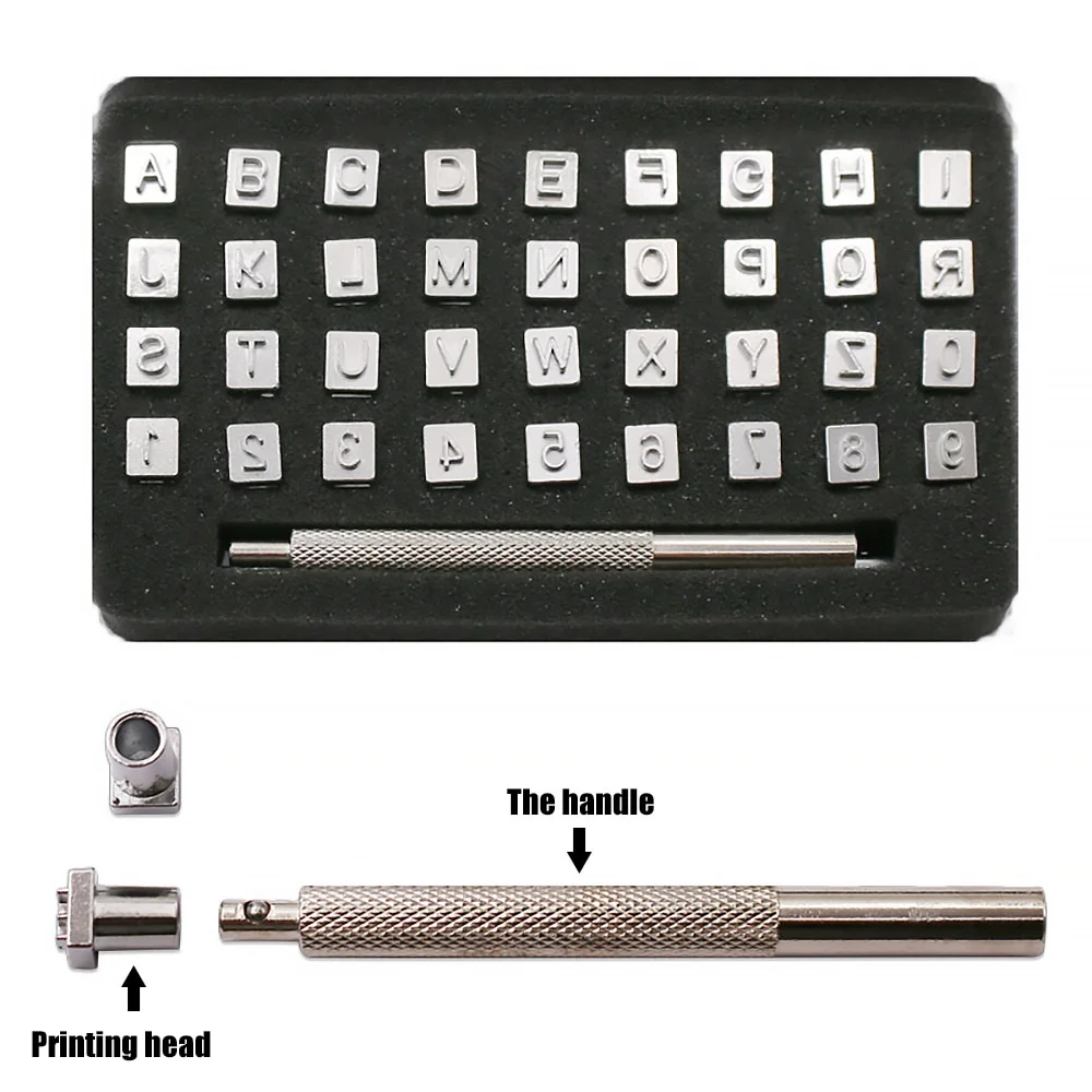 Alphabet Number Stamp Set 36pcs/sett DIY Leather Seal Engraving Craft Tool Steel Alphabet Number Stamp Leather Craft Stamps Metal Printing