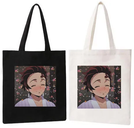 

Japan Anime Demon slayer print Women Tote Bag Harajuku Unisex Casual Handbag Shopper Shoulder Bags Canvas Bag Reusable Bag