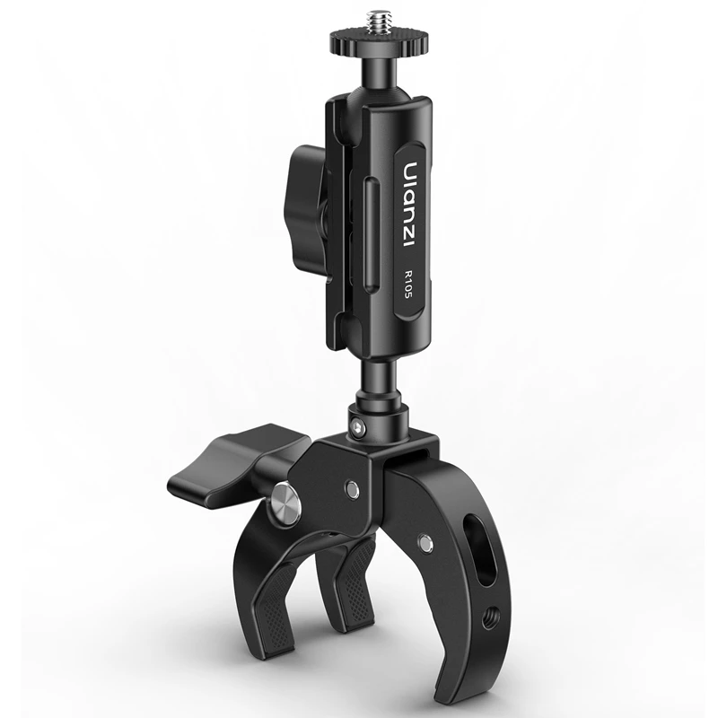 Ulanzi R105 Bicycle Rail Mount Clamp 360° Adjustable Knob with 1/4" Mount for Insta360 Action Camera Monitor Photography Light