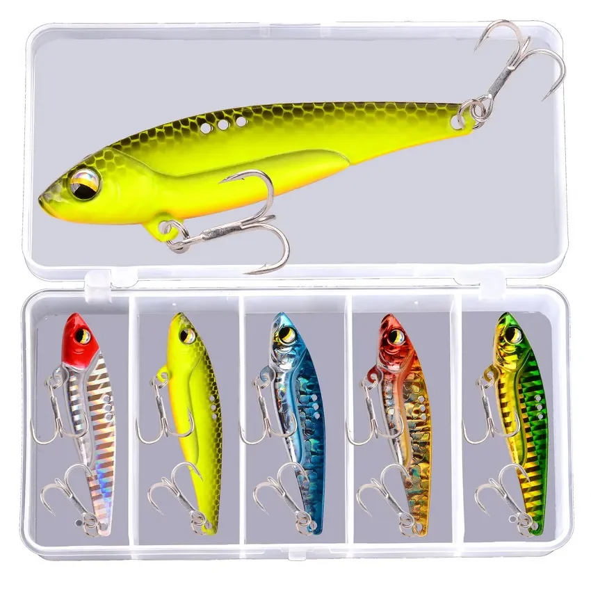 

5pcs 7g 10g 14g 20g Wobblers Metal Vib Fishing Lure Artificial Bait Hard Sinking Wobbler for Fish Bass Fishing Tackle with Box