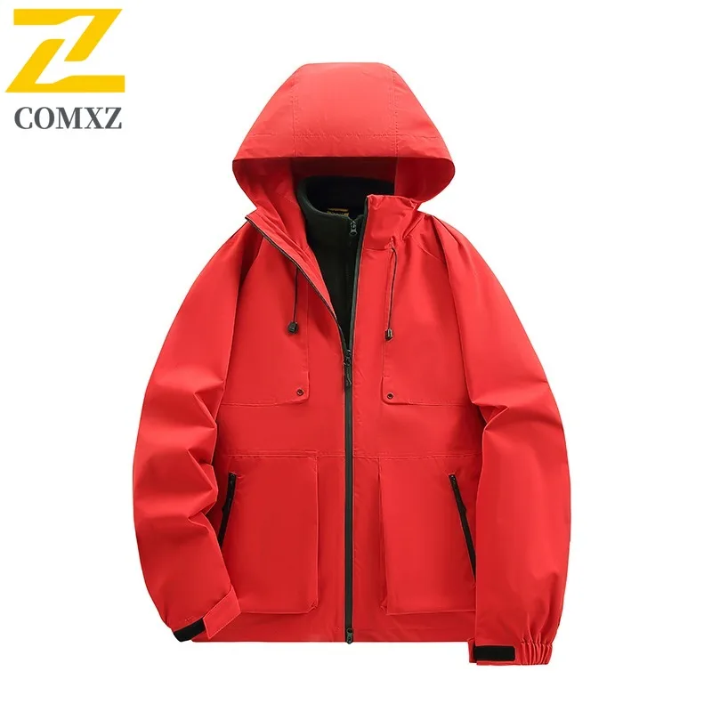 COMXZ Biker Jacket Thickened Windproof Waterproof Cycling Travel Coat Climbing Scratch Resistant High Quality Warm Men Outerwear