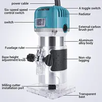Compact Wood Router Tool 6 Speeds Adjustable Electric Hand Woodworking Trimmer Router 800W 33000r/min. 2