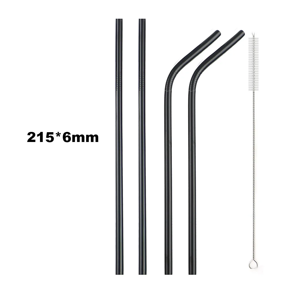 Premium Reusable Stainless Steel Drinking Straws with Cleaning Brush - Eco-Friendly Bar Accessory