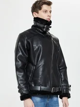  Winter Men Thick Warm Leather Coat Rabbit Fur Grass Lamb Hair Jackets Male Tide Motorcycle Fashion Flight Suit Loose Outerwear 