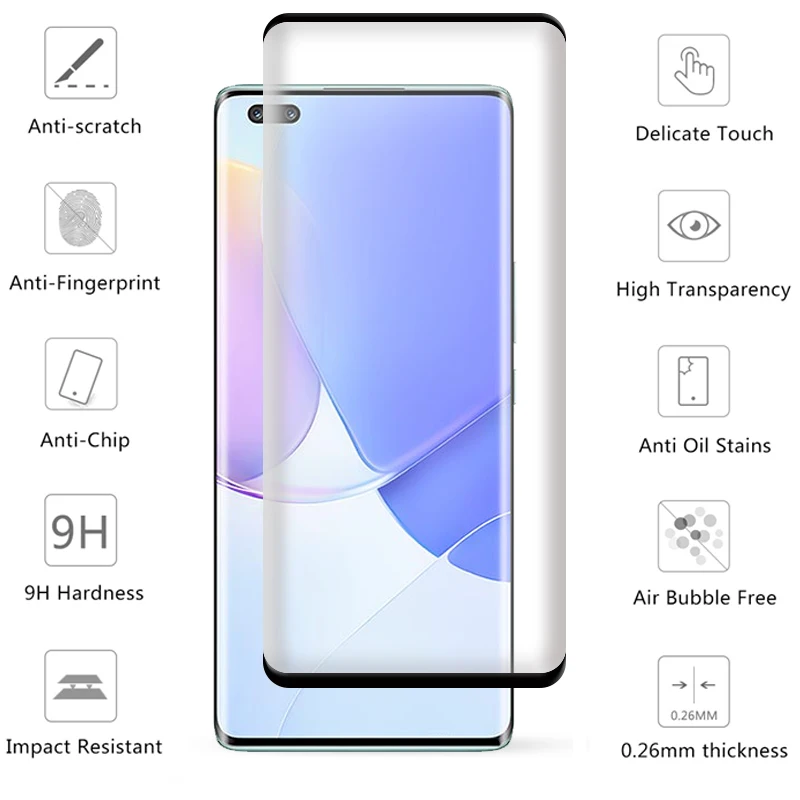 Fyqzio [2+2 pezzi Vetro Temperato Compatibile con Huawei Nova 9 e Fotocamera Pellicola Protettiva,Senza Bolle,Durezza 9H,Anti-Graffio,Copertura completa 3D,HD Protezione Schermo