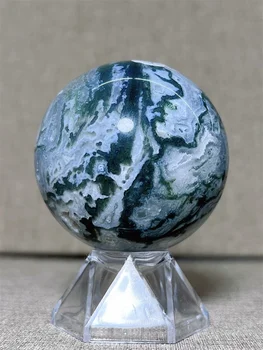 Natura Crystal Moss  Agate SPhere With Druzy Free Form  Carving Reiki Healing Stone Home Decoration Exquisite Gift 1