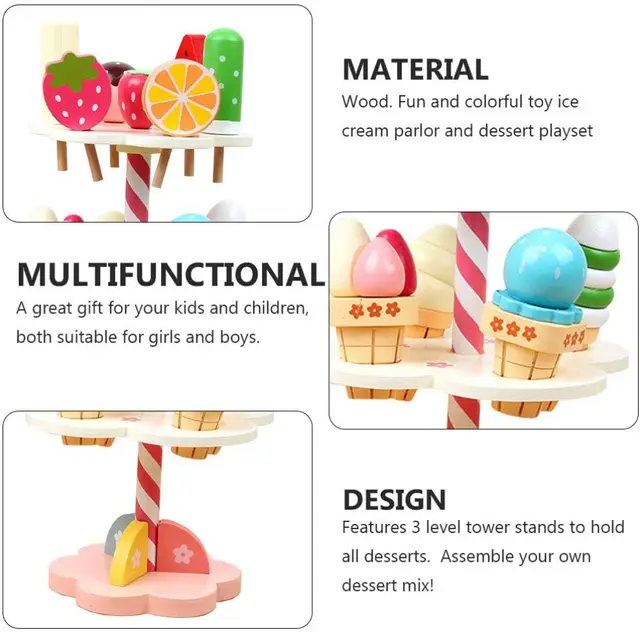 wooden simulation magnetic ice cream toys