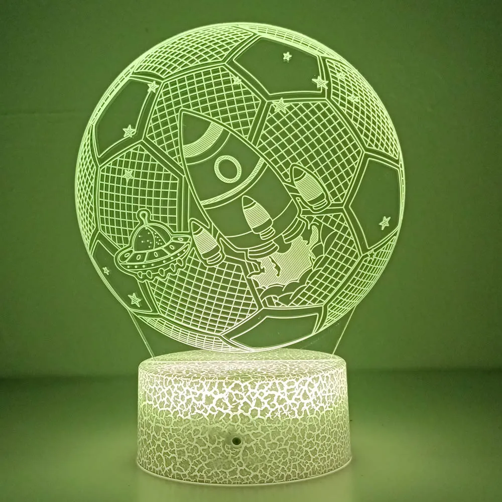 Description Picture 5 of itemFootball and Spacecraft LED 3D LED night light 7/16 colors variable visual lighting living room home decor Creative Night Light