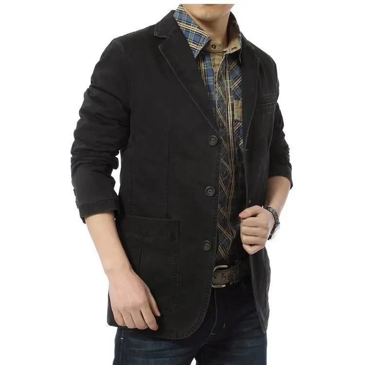 Autumn Blazer Men's Jacket New Cargo Jackets Men Plus Size Men's Casual Fashion Clothing Cotton for Men's Blazers - Image 5
