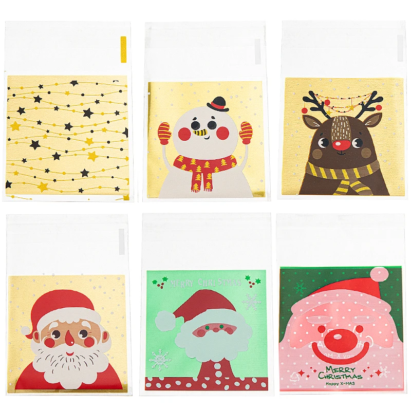 20/50pcs 7x7cm Christmas Candy Bag Santa Gift Bag Christmas Decoration for Party Snowflake Noel Present bag Christmas Wrapping rainbow effects snowflake pendants silicone mold christmas decoration snowflake charm resin molds diy craft