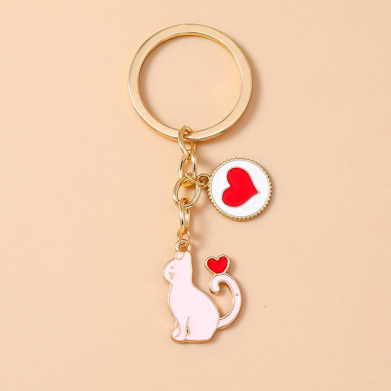 Schöne Emaille Cartoon Katze Schlüsselbund Tier Schlüssel Ring Anhänger für Frauen Mädchen Handtasche Dekor DIY Schmuck Zubehör Geschenke – Detail 20