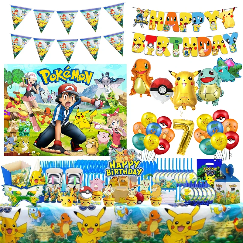 Bannière Pokémon Pikachu en Latex pour Enfant, Décoration de ixd' Anniversaire, Ballon, Gâteau, Fourniture, Cadeau, 1 Ensemble - AliExpress