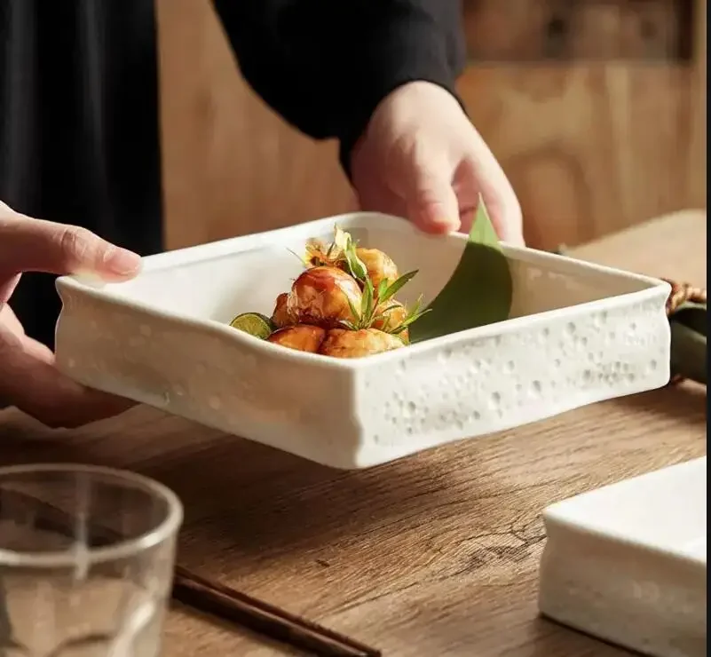 

Квадратная керамическая обеденная тарелка для ресторана, основное блюдо, тарелка для торта, десертная тарелка, домашняя кухонная тарелка для стейка, тарелка для завтрака и салата