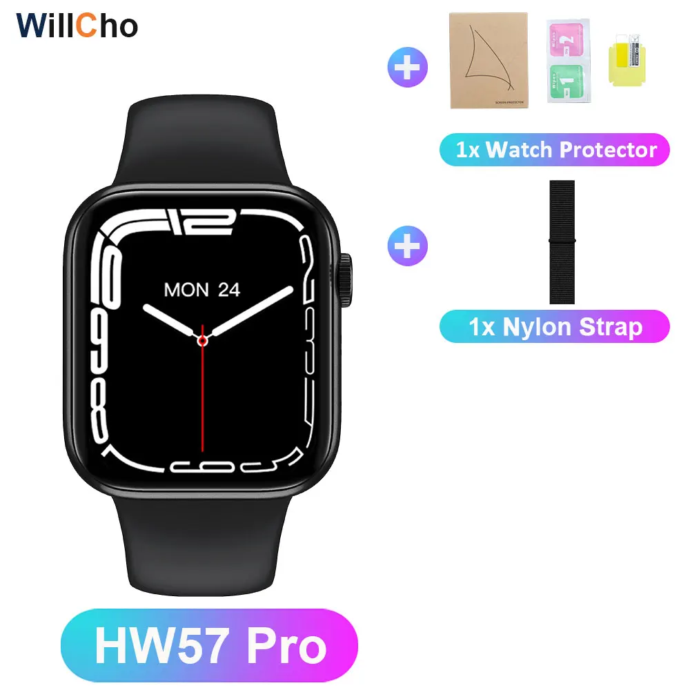 HW57 Pro SmartWatch Men Wireless Charge Voice Assistant QR code Alipay BT Call Watch For Women NFC Smart Watch pk w27pro hw37pro 