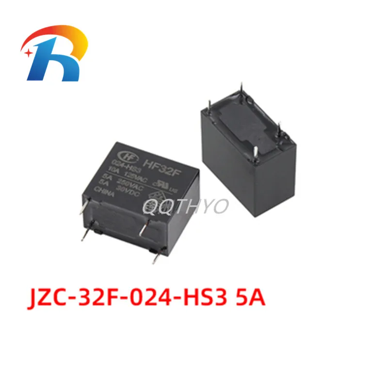 Free Shipping Power Relay JZC-32F HF32F 005 009 012 024 -HS3 HF32F-005-HS3 HF32F-012-HS3 HF32F-024-HS3 4Pin 5A 250VAC 24V relay