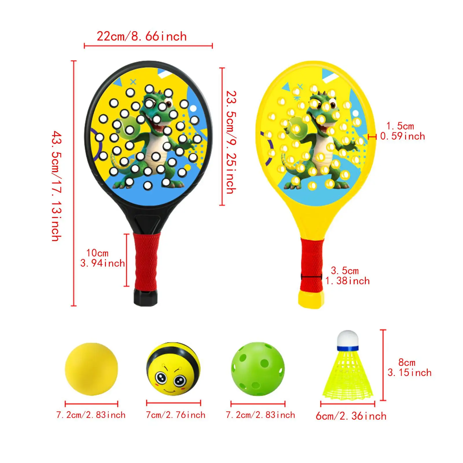 2x Kids Padel Rackets Paddle Tennis Racquets Breathable Gripping Lightweight Paddles Set Rackets for Kids Children Beginners