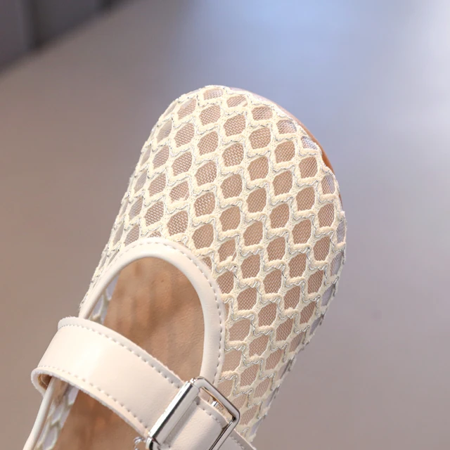 Summer Girl's Sandals Net Fabric Solid Color Breathable Flat Children Sliders Hook-loop Cover Toe Daily Leisure Kids Shoes 26-36 6
