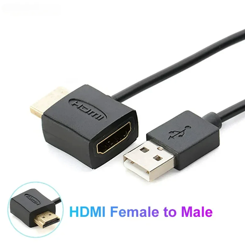 High-Definition HDMI Female to Male Converter with USB Charging Cable