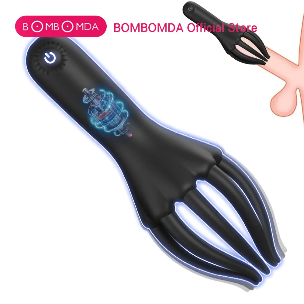 Glans Trainer for Men Vibrating Penis Oral Sex Masturbator Soft Fingertip Endurance Delay Exerciser Massage Vibrator Erotic Toys