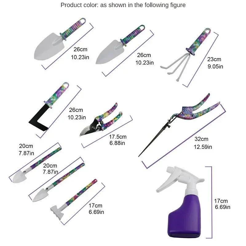 Description Picture 3 of item5/10pcs Garden Tool Set Gardening Tools Gift Kit Non-Slip Handle with Anti-Rust Trowel Cultivator Pruning Shear Water Sprayer