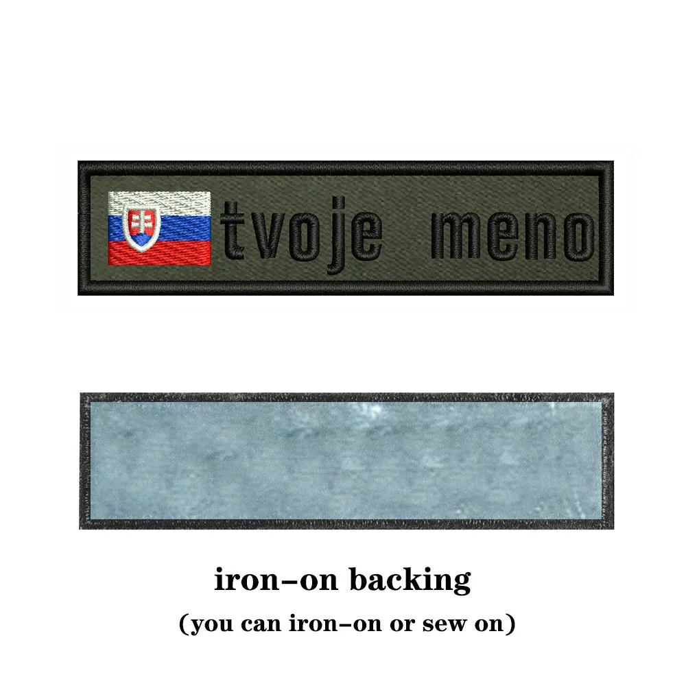 Army Green Background National Flags 10X2.5cm Embroidery Custom Name Text Patch Stripes Badge Iron On Or Velcros Patches 