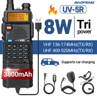 Baofeng UV-5R 8W 3800mAh Walkie Talkie Tri Power Long Range Type-C Charger UHF VHF Handheld Transceiver Ham Two Way Radio 1
