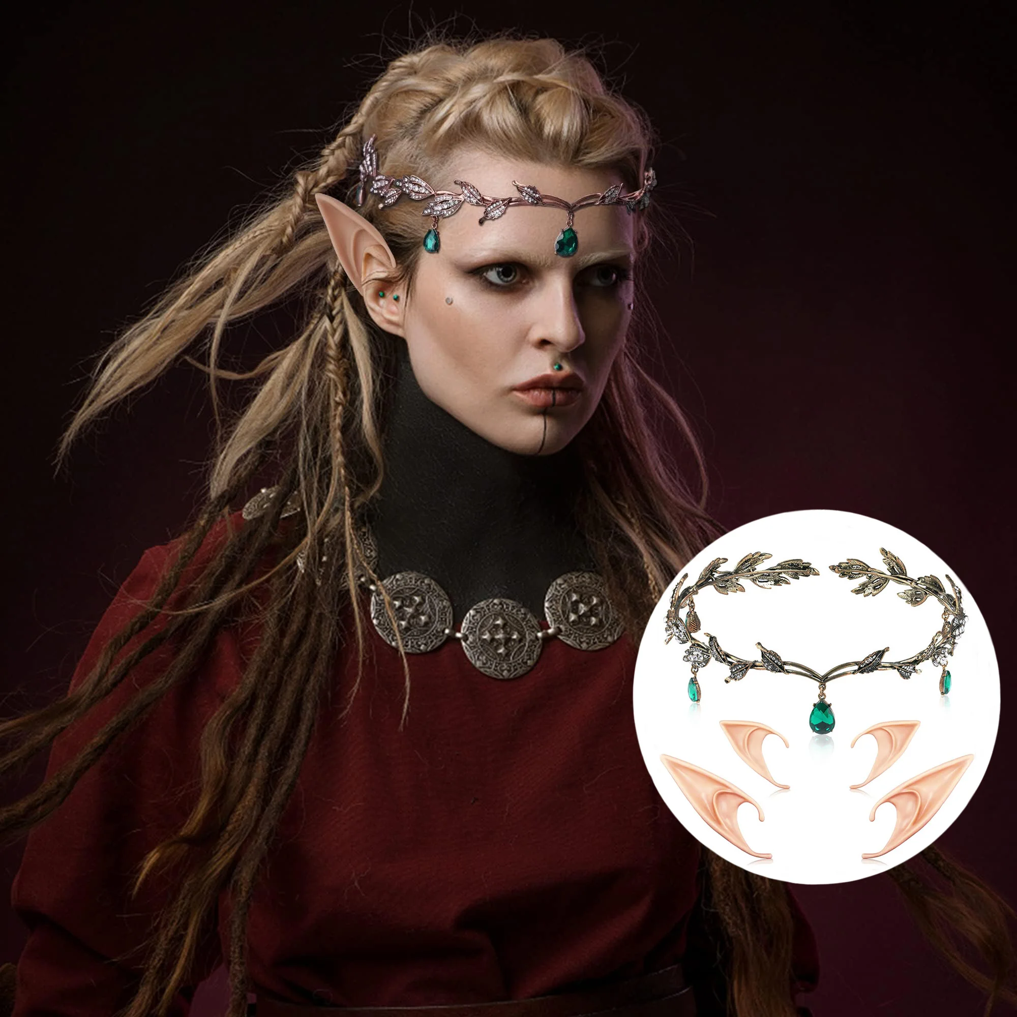 Fairy Tiara Women medieval Halloween Fairy Elf Ears Headwear Fashion Party Masquerade Accessories For Lady hair accessory hair headdress hair band crown elf costume accessories
