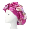 Soft Silky Print Satin Bonnet for Women Large Nightcap with Long Satin Ribbon Tie Band Bonnet Adjustable Wide Band Head Wrap Hat 4