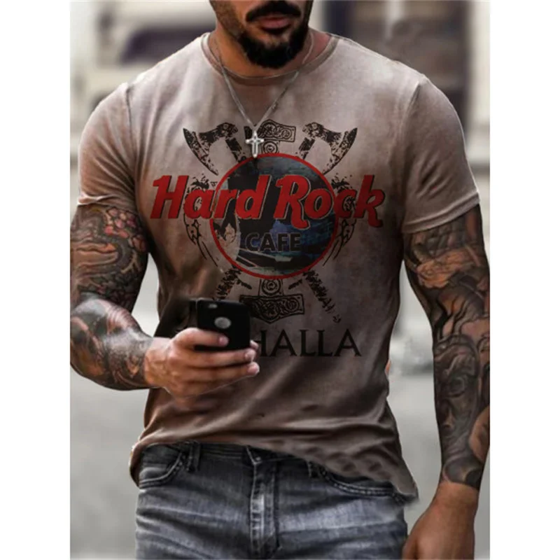 

Новинка 2022, Повседневная модная мужская футболка с круглым вырезом и коротким рукавом, в стиле хард-рок, с 3d вихревым изображением, в стиле Х...