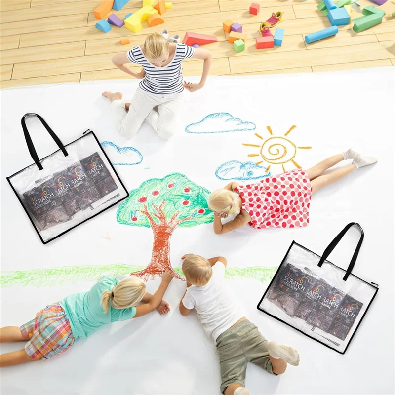 AC57-19X25 아트 포트폴리오 가방, 아트웍용 투명 포트폴리오 폴더, 방수 포스터 보관 가방 + 드로잉 보드용 핸들