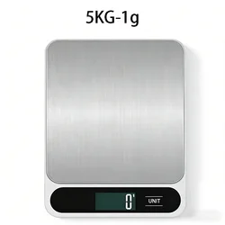 Stainless Steel High - Precision Digital Kitchen Scale, 10kg/5kg Capacity, (5KG 1G White)