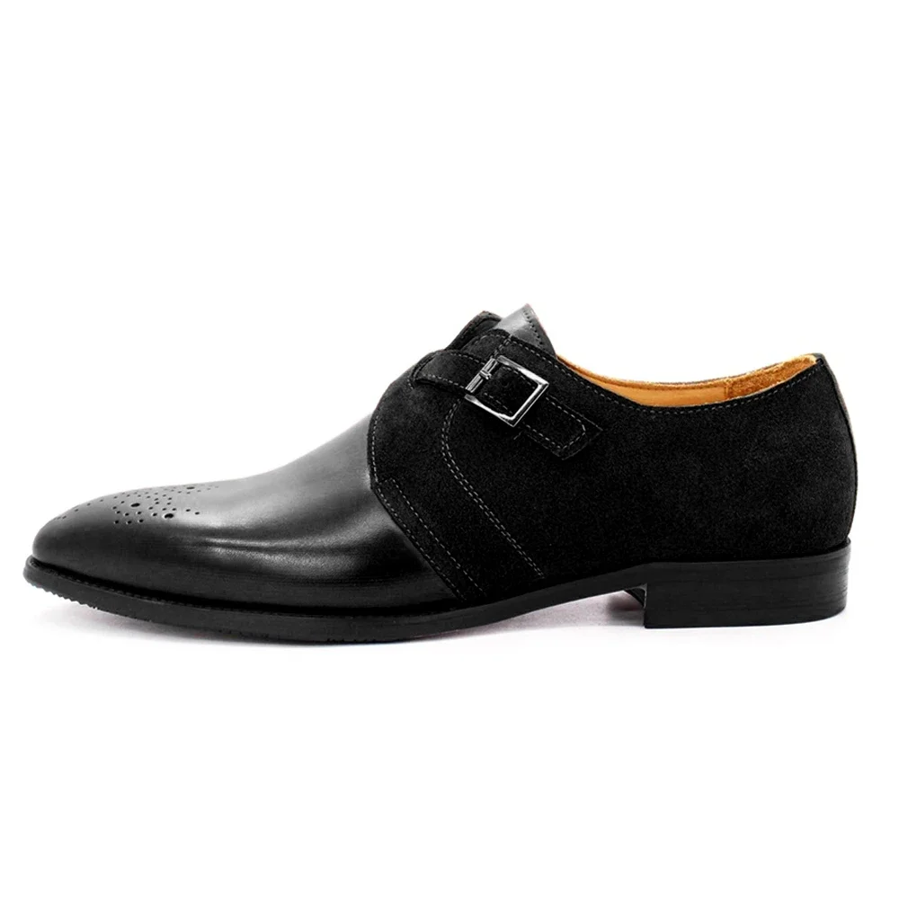 Classic Italy Style Men's Dress Shoes Size 6-13 Genuine Leather Suede Monk Strap Buckle Business Wedding Formal Shoes